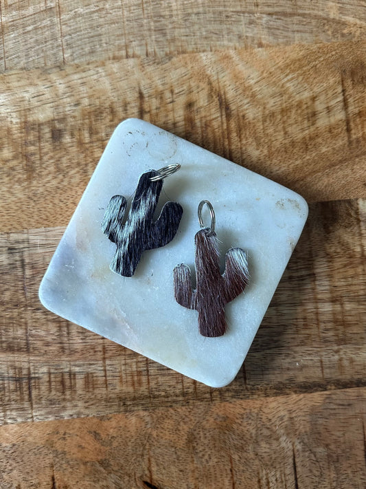Cowhide Cactus Keychain