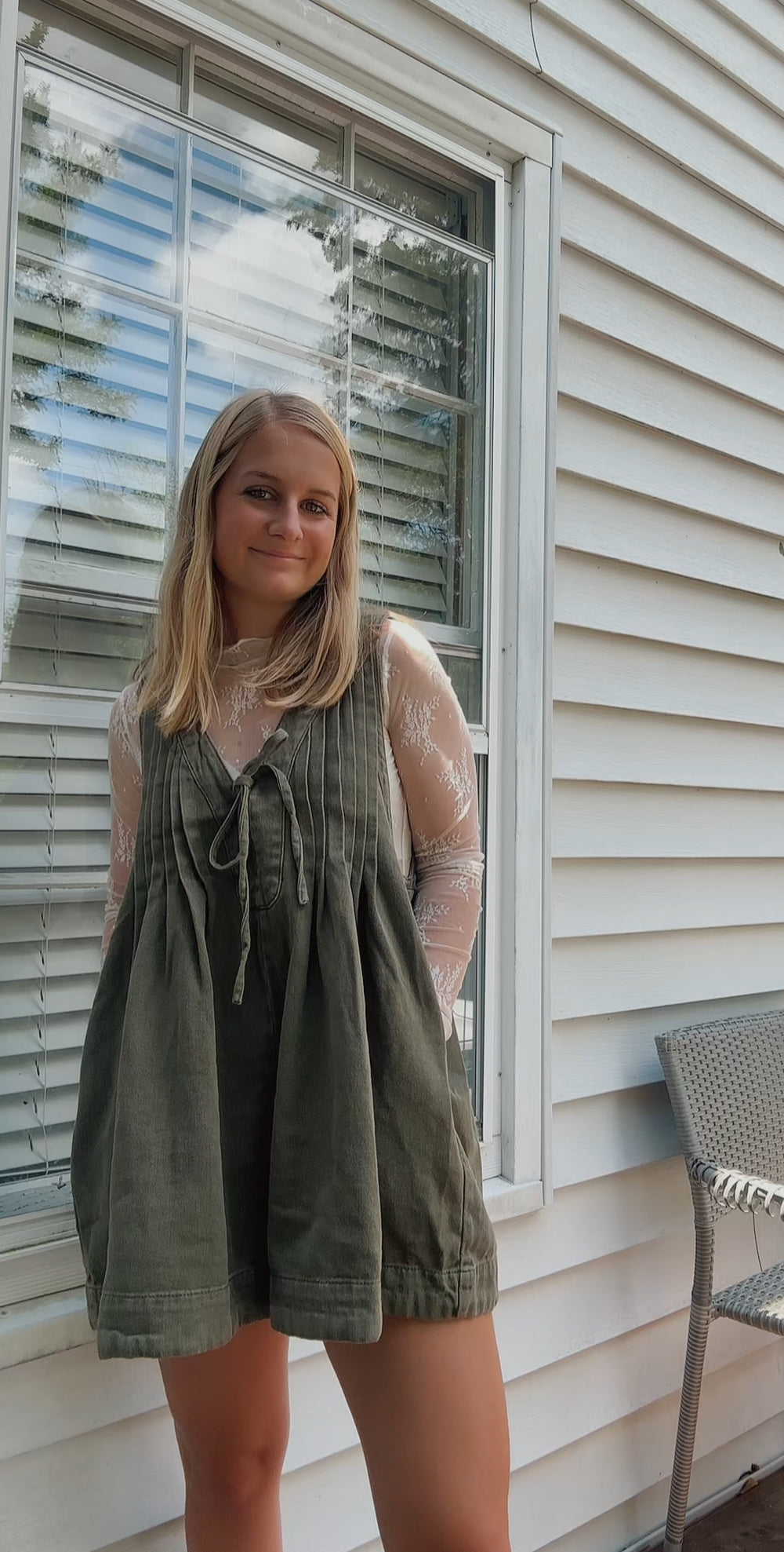 The Sadie - Olive Denim Romper
