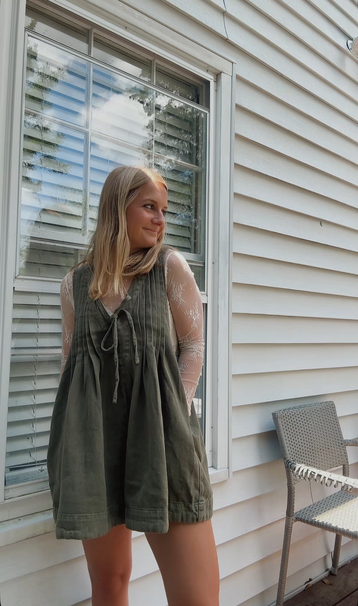 The Sadie - Olive Denim Romper