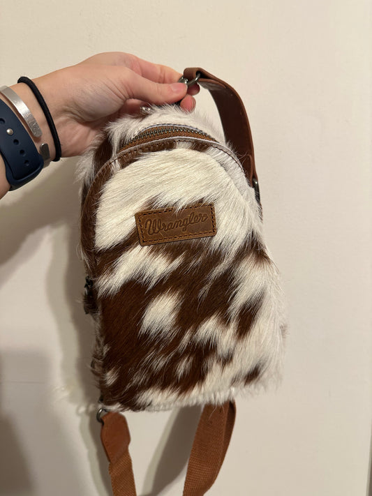 Wrangler Cowhide Sling Bag - Brown